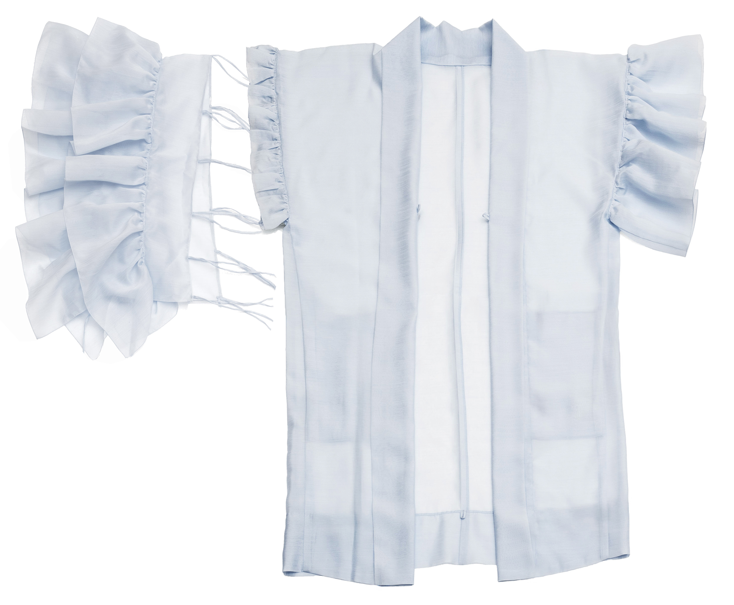 フリルジレ羽織（シャンタン・ライトブルー） | ＃さく研究所